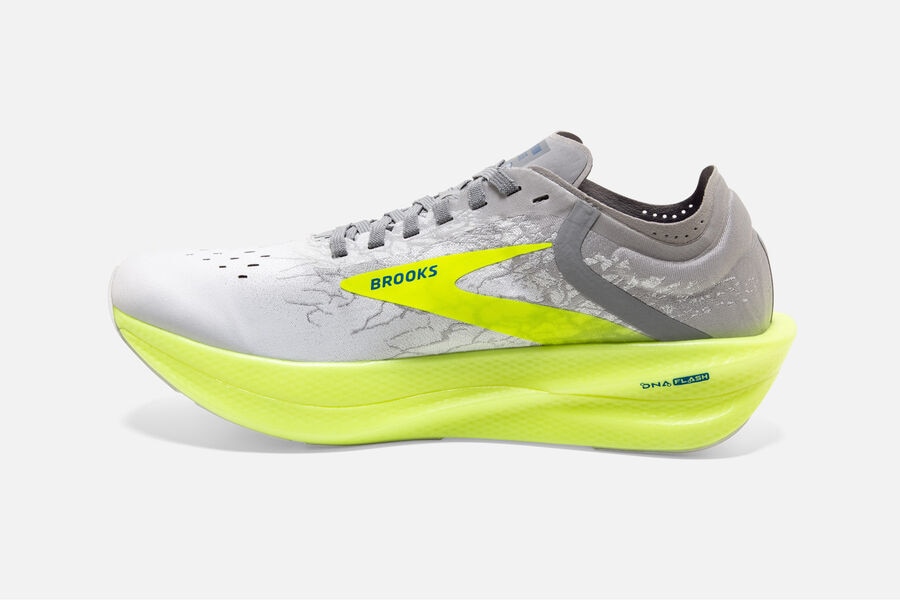 Brooks Hyperion Elite 2 Spikes Shoes Mens - White/Grey/Green - KZQEV-3560